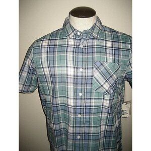 Vans Men's Off The Wall SS Button up 1 pocket Shirt Green Plaid size Small NWT